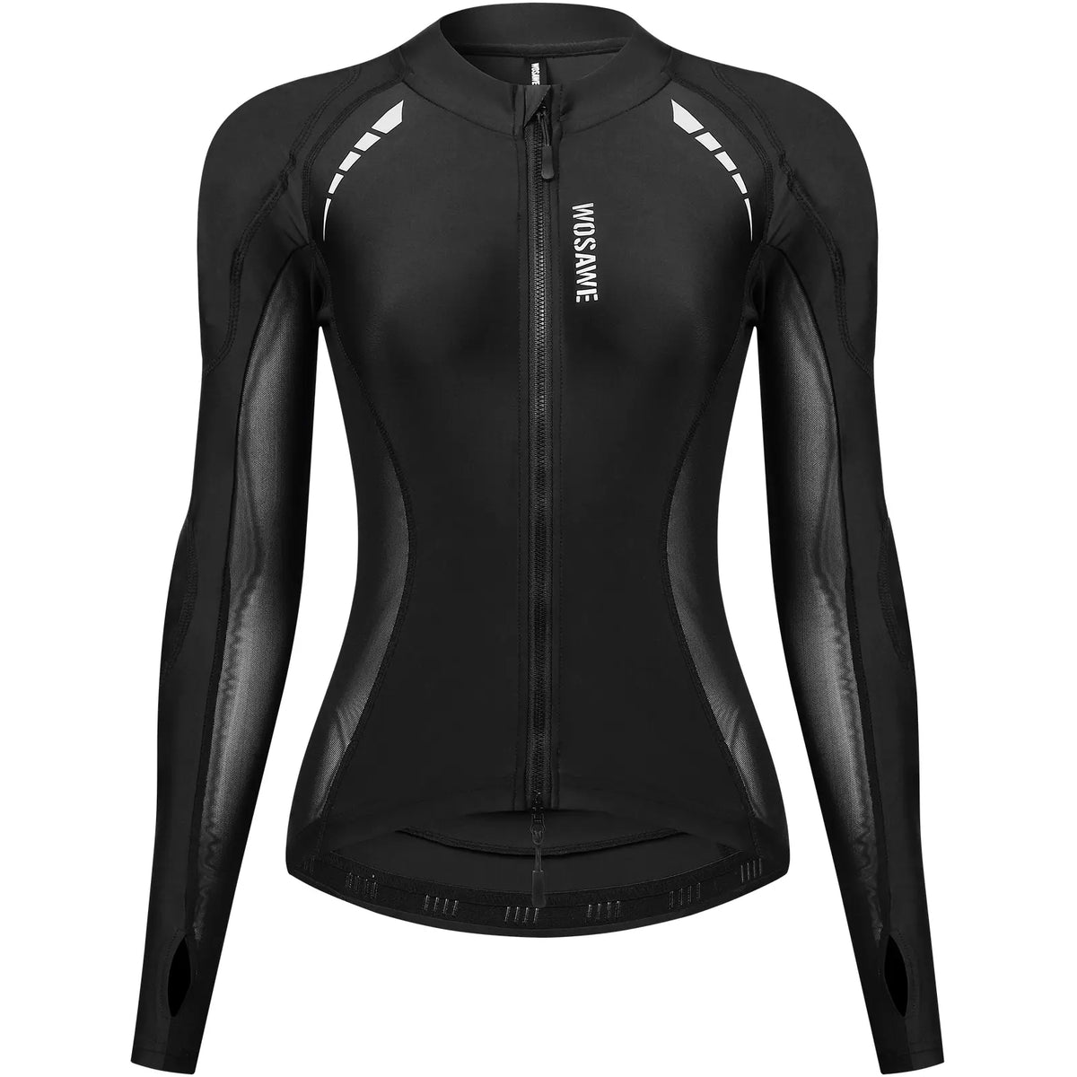 WOSAWE Women'S Mesh Fabric Riding Jacket - Sporty Padded Outerwear with Back Pads, Reflective Tape, UV Protection, Cool Underarms for Summer Bike, Outdoor Sports Protective Gear